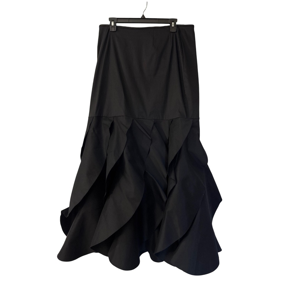 KM Collections Milla Bell Black Tiered Ruffle Mermaid Maxi Skirt Plus Size 14W